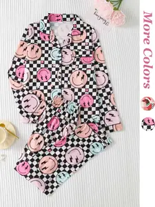 Women's Christmas Plaid Animal Sleepwear Loungewear Set, Fitted Long Sleeve & Loose Pants, Comfortable Fashion Nightwear, All Seasons Pajama