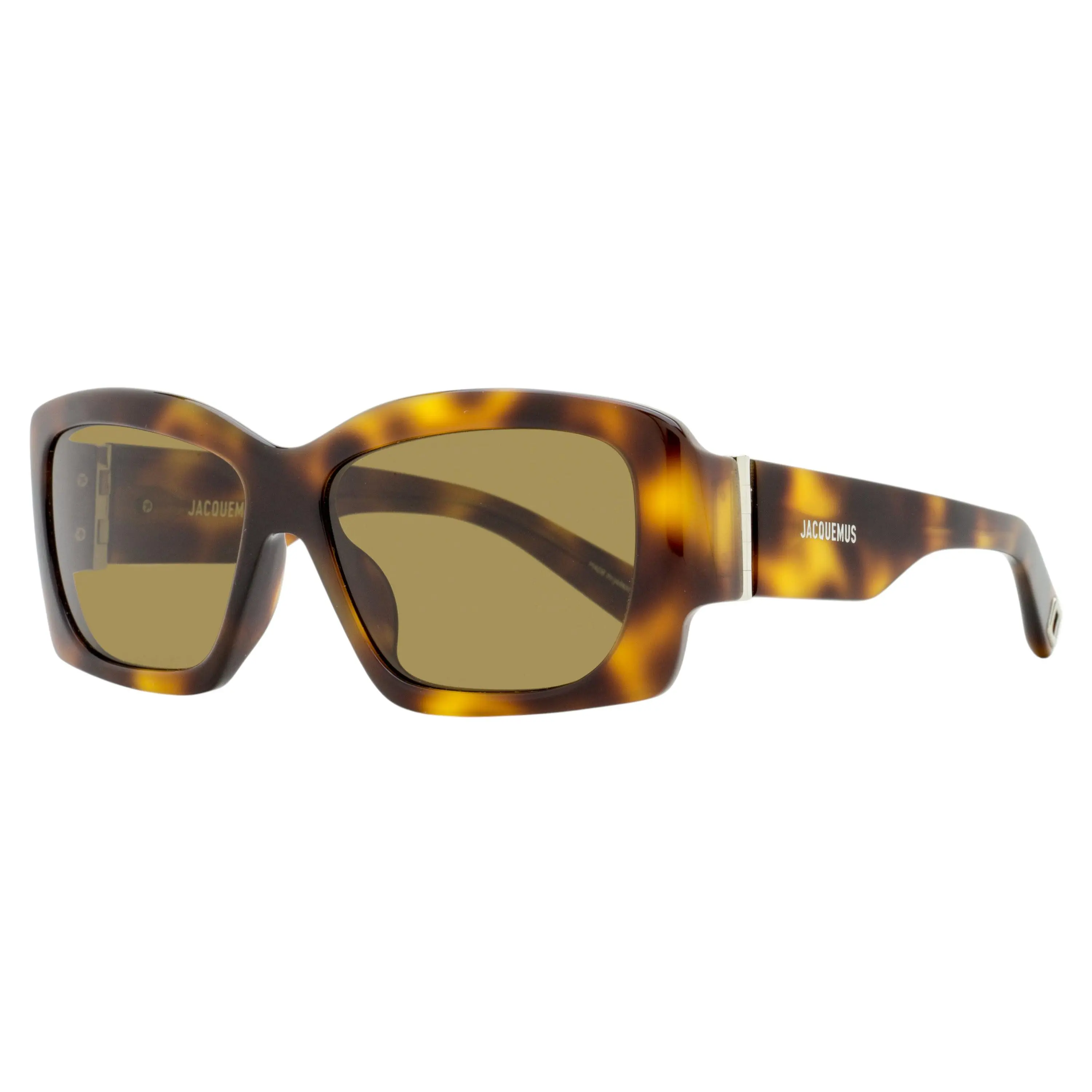 Jacquemus Croisière JAC60S Rectangular Sunglasses - Tortoiseshell Acetate Frame, Thick Tapered Temples, Modern French Design, 100% UV Protection, 56mm Female Stylish Accessories, BPA/DEHP/Nickel-Free Designer Eyewear