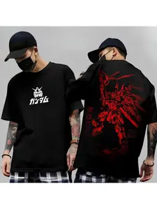 Japanese Anime Mobile Suit RX-78-2 Gundam Summer Short Sleeved Printed T-shirt for Men and Women Harajuku Y2k T-shirt