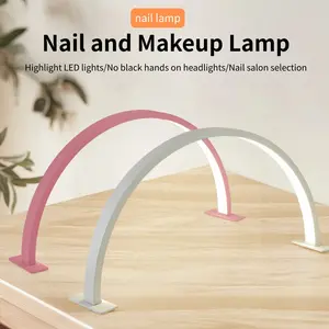 LED Table Lamp Half Moon Shape Adjustable Brightness & Color Temperature, Perfect for Nail Art, Eyelash Extensions, Tattoo, Skincare, Adjustable Desk Light