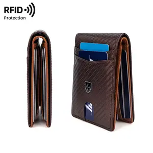Men's wallet card holder RFID blocking carbon fiber purses minimalist style designer handbags slim multi-card slot holder short silm wallets for men