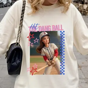 Comfort colors Hit The Dang Ball Baseball Mom Shirt, Game Day Softball Tee, Distressed Doll Face Meme