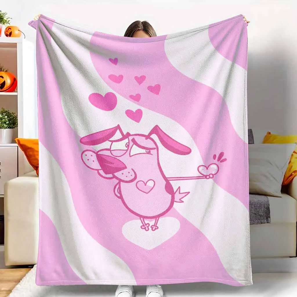 Pink Puppy Love Flannel Blanket Aesthetic Heart Pattern Ultra Soft Lightweight Warm Plush Throw For Bedroom Sofa Living Room Couch Bedding Decor Valentine Day Unique Gift Idea