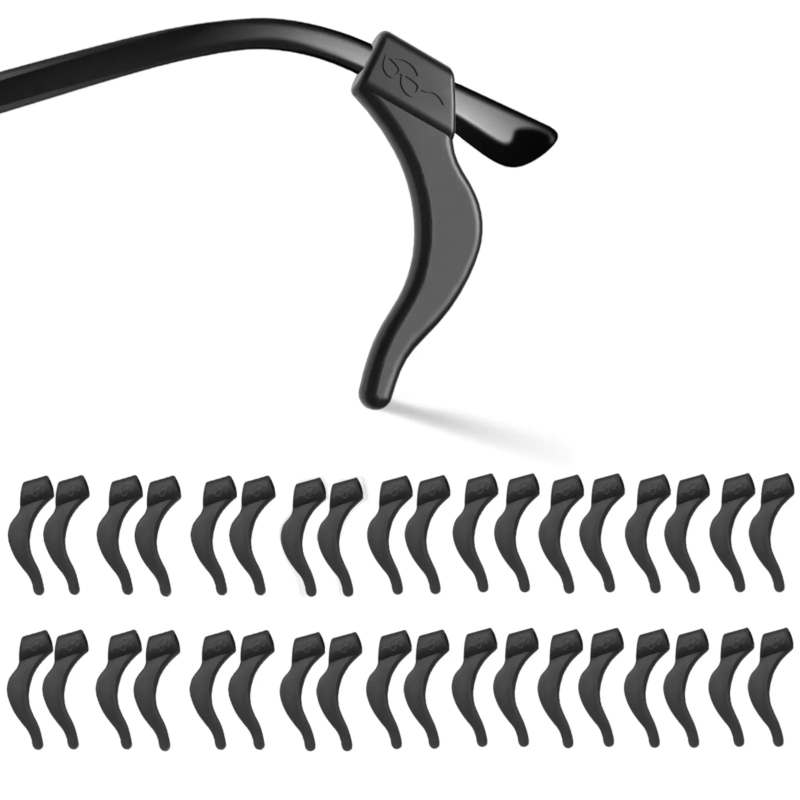 20 Pairs Eyeglass Ear Grippers, Soft Silicone Anti-Slip Holders, Useful for Kids' Glasses and Sports, Ergonomic Design for a Secure Fit, Lightweight, Cushion Holders, Fits Most Kids And Adult Size, Solid, Curved, Golf, Tennis, Skipping Rope, Unisex