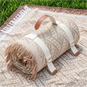 Genovega 2 in 1 Extra Large Outdoor Picnic Blanket, Waterproof Woven Boho Rug Giant Beach Towel, Foldable Travel Yoga Accessories for Park Patio Lawn Music Festival Concert