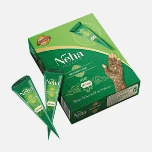 Neha Herbals Henna Mehandi Cone - 100% Natural, Chemical-Free Pack of 4 (25g Each) for Temporary Tattoos & Body Art, Long-Lasting Dark Maroon Color, Easy Application, All Skin Types