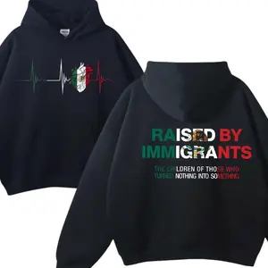 Raised By Immigrants 2 Sides Hoodie Cultural Identity Quote, Immigrants Rights Sweatshirt Mexican American Pride Latino Heritage Empowerment, Unisex Cotton, Hoodie, Womenswear