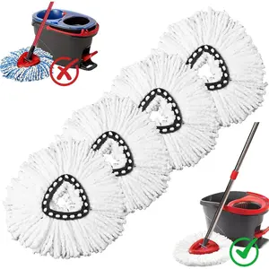 4 Pack Mop Heads Replacements, Compatible with O Cedar Easywring 1- System Easy Wrin Spin Mops, Triangle Swivel Microfiber Mops, Washable & Easy to Replace