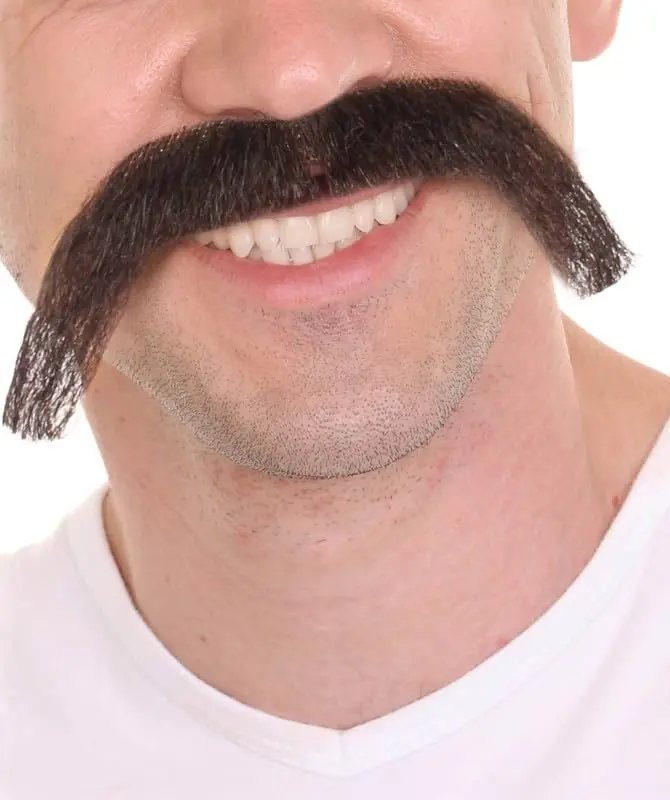 Men's Extended Cowboy Mustache Novelty Faux Facial Hair, Natural Fashion Beautiful Self Adhesive Mustache, Multicolor