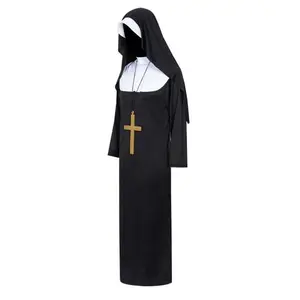 1 pc Women’s Adult Fancy Dress Halloween Costume Outfit, Black Horror Long Robe for Stage Performance Cosplay