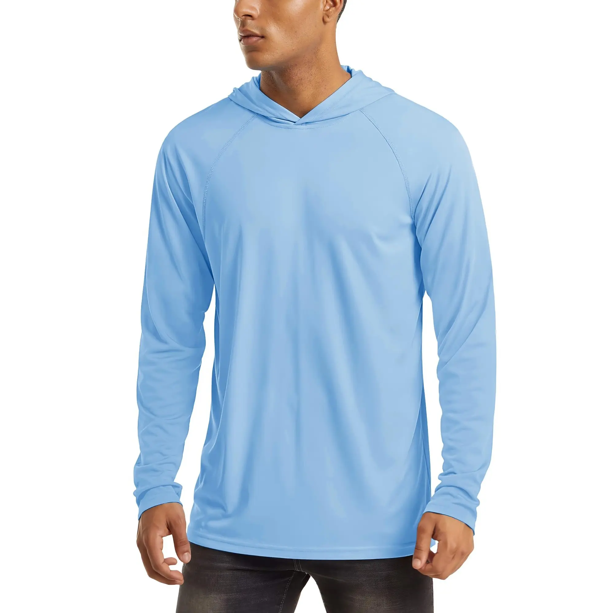 MAGCOMSEN Men's Hooded UPF 50+ Long Sleeve Lightweight Rash Guards, Quick Dry Athletic Activewear Training Shirt for Fishing, Outdoor Activities, Gym Workout Clothes, Workout Apparel