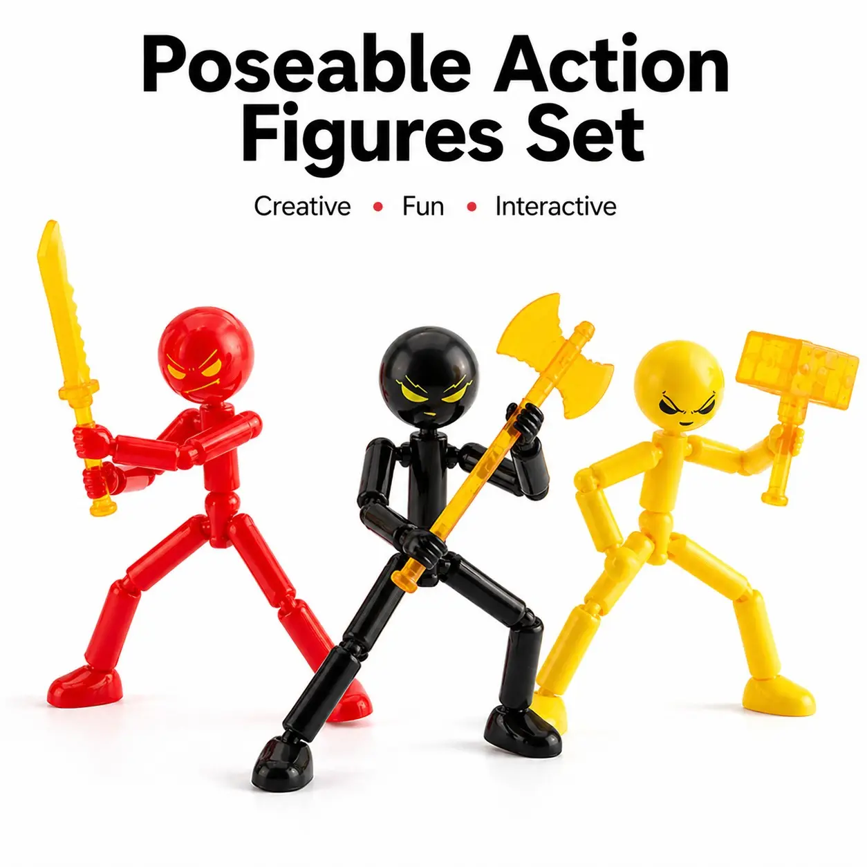 3/6PCS Poseable Action Figures Set, Articulating Figures, Articulated Figurines, Movable Figurines, Flexible Stickman Toy, DIY Creative Figures for Kids (Random Colors)