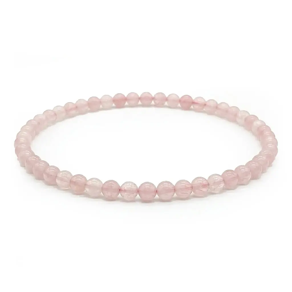4mm Rose Quartz Stretch Bracelet Heart Chakra Self-Love Crystal