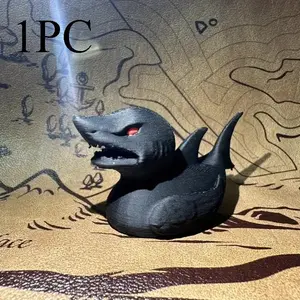 3D Printed Shark Duck Statue, Collectible Figurine, Ocean Animal Cartoon Collection, Plastic Car Ornament, Desktop Room Decor for Marine Life Lovers