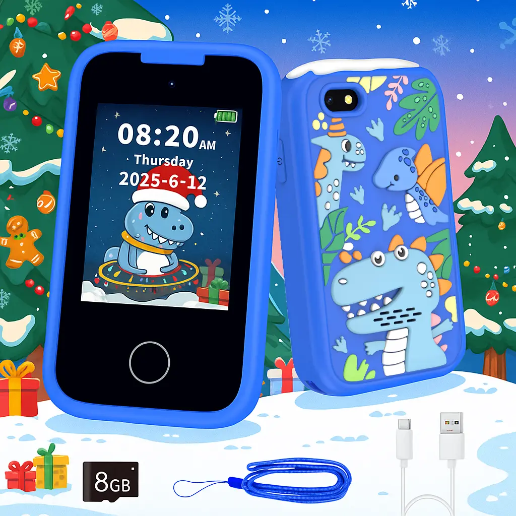 Kids Handheld Digital Learning Phone Toy - 8GB Touchscreen Toddler Smartphone with Games, Music, Camera, Drawing App, MP3 Player, Alphabet Lessons to Spark Early Learning - Educational Gift for 3-10 Year-Olds, Portable