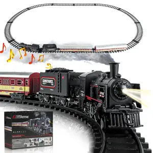 Classic Remote Control Train Set with Realistic Steam Locomotive, 8 Tracks, & Accessories – Interactive Educational Toy for Kids, Birthday & Christmas Gift, Perfect for Boys & Girls