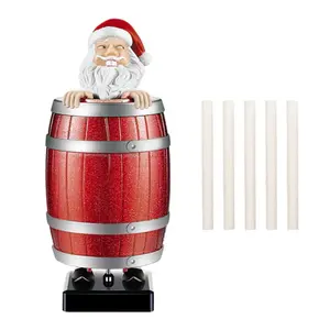 Funny & Quirky Cigarette Dispenser with Automatic Ejection Prank Pop-Up Santa Claus in Wooden Barrel for Christmas Party Home Decor