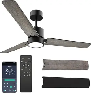 Ceiling Fans with Lights 42" Low Profile Indoor Ceiling Fan with Light and Remote/APP Control, Flush Mount, LED Dimmable DC Reversible Modern Ceiling Fan for Bedroom