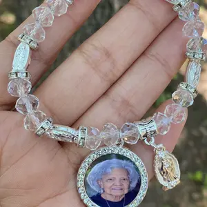 Custom Virgin Mary Stretch Picture Bracelet - Personalized Gift for Loved Ones - Size Large