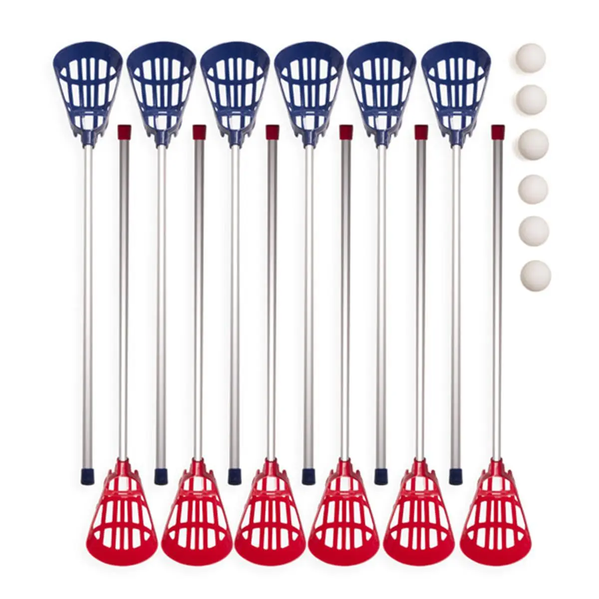 CHAMPION Soft Lacrosse Set with 12 Aluminum Sticks, Collapsible Plastic Heads & 6 Balls, for Indoor/Outdoor Team Sports, Phys Ed or Rec Classes & Fitness Enthusiast, Can Be Used Indoors Or Outdoors, Great Team Sport, Collapsible Soft Plastic Head