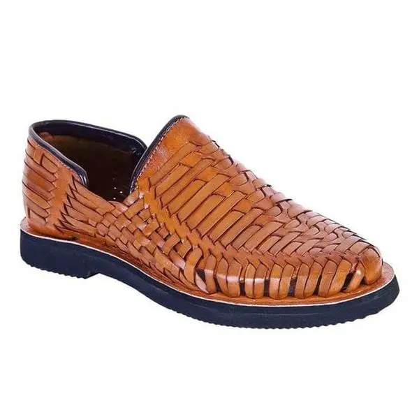 Mens Leather Authentic Mexican Huarache Sandal Closed Toe, Zapato Artesanal Mocasin hecho a mano