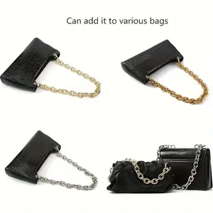2pcs Heavy O Shape Metal Chain Handle - Shoulder Strap Replacement, Crossbody Strap for Women's Handbag, Shoulder Bag, DIY Wallet Making