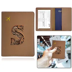 Letter Pattern PU Leather Passport Holder, Passport Wallet, 1 Count Water-resistant Passport Cover, Compact Slim Case for Air Ticket Credit Card Cash, Travel Essentials