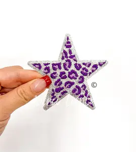 Purple Cheetah Print Glitter Star Patch