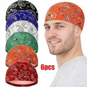 6 Pcs Men Cooling Skull Cap Helmet Liner Sweat Wicking Beanie Head Roll Bicycle Cycling Running Sports Hat Sports Outdoor Hats
