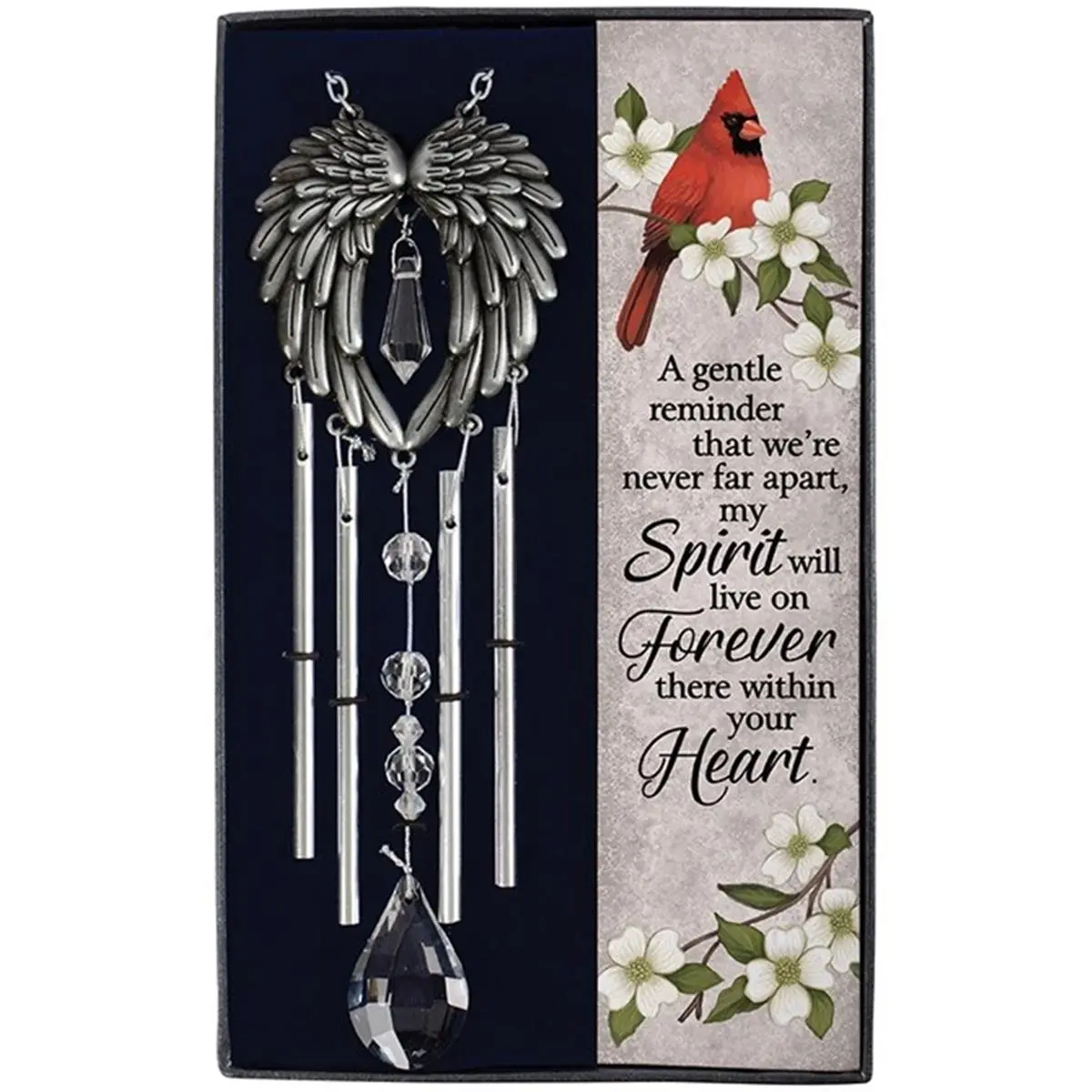 Carson Home Accents 264831 10.75 in. Hangable Metal-Glass Decor Wind Chime with Gift Box, Heart-Themed Ornaments