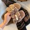 Mao Mao Women's Stylish Soft Fur House Slippers - 2026 Spring-Autumn Round Toe, Non-Slip Sole, Adjustable Straps, Casual Elegant Home Wear, Cozy Feet, Effortless Wear, Ideal for Lounging, Gifts