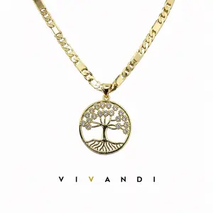 Vivandi Round Tree of Life Necklace