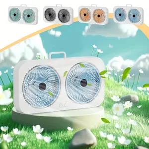 Double-Head USB Fan Portable Desktop Fan, 360° Rotatable Blades, Adjustable Hanging and Standing Modes, 3-Speed Control, Quiet Operation, Powerful Airflow for Durable Cooling in Office, Bedroom, Outdoor Camping, Rechargeable Personal Mini Fan