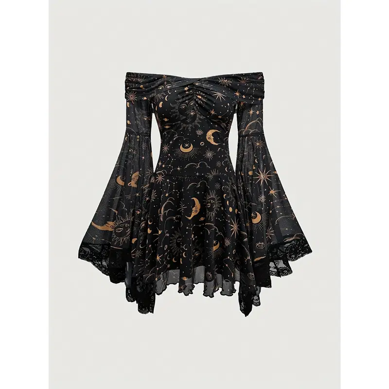 bell sleeve dress black - TikTok Shop