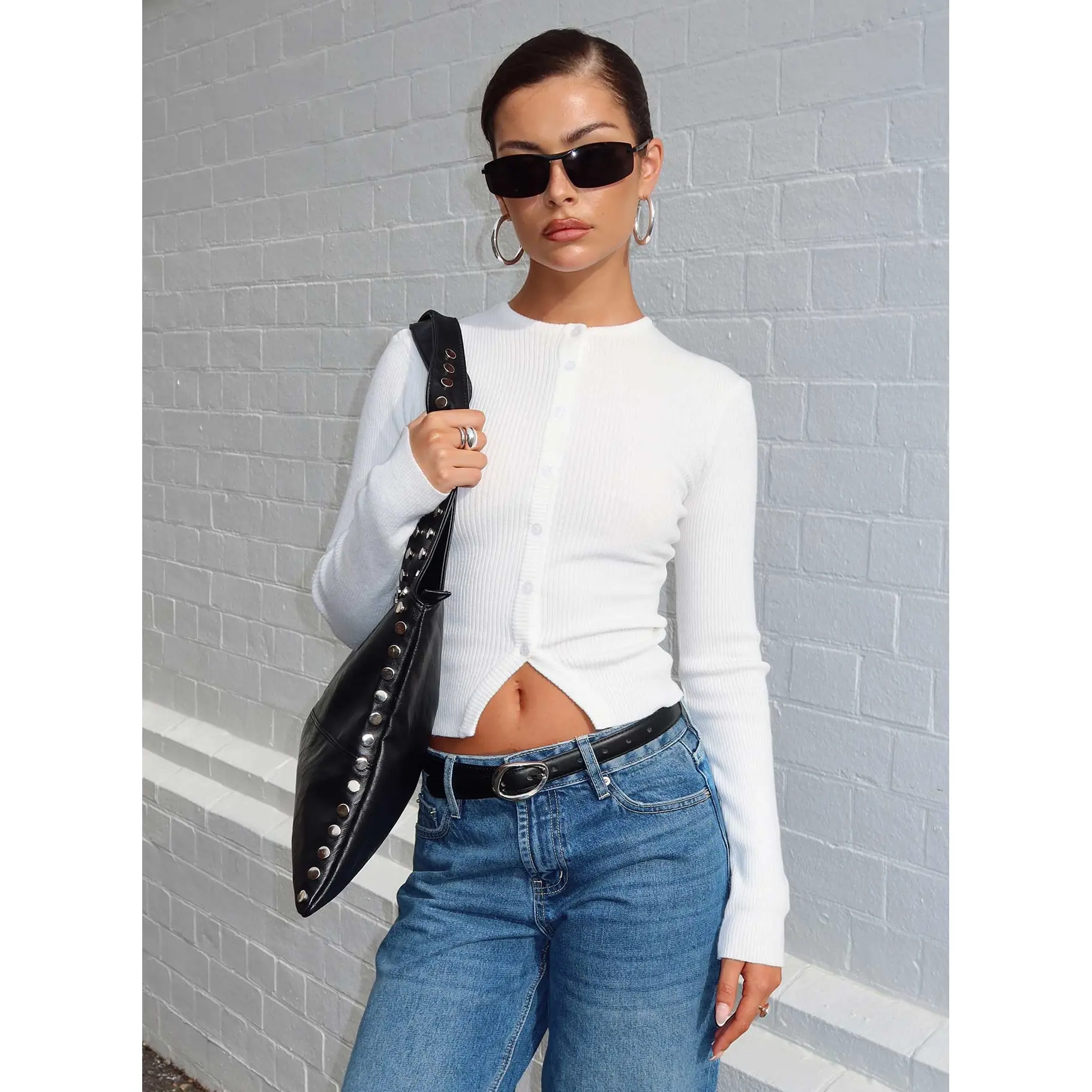 Suzu Long Sleeve Knit Top White