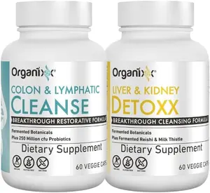 Organixx Cleanse & Detoxx Bundle – Natural Dietary Supplement with Milk Thistle & Reishi, Kidney & Liver Support, Full Gut Detox Cleanse for Digestive Health, 60 Capsules Each (Targets Pollution, Toxicity, Fermentation Process)