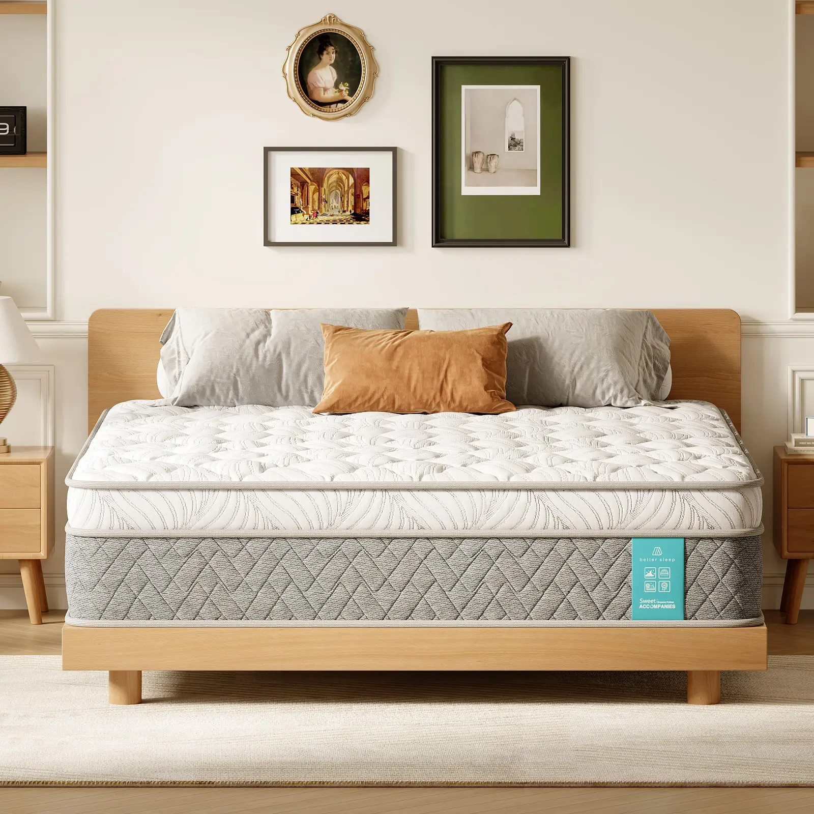 Artluxy Full 14-Inch Hybrid Mattress - Medium Firm, Gel Memory Foam, Pocket Springs for Pressure Relief & Zoned Support, CertiPUR-US Certified (Grayish-White) queen size mattress， mattress queen size、 purple mattress clearance