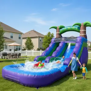 Commercial Grade Water Slide 100% PVC  Inflatable Water Slide with Splash Pool Playground Outdoor Kids Adult Summer Water Play Commercial Rental Equipment Summer Fun outdoorfun