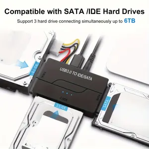 USB 3.0 to SATA IDE Hard Drive Adapter Kit for 2.5/3.5 HDD/SSD with 12V/2A Power Adapter Data Recovery Tool Plug and Play Compatible with Windows Mac OS Linux External Storage Harddrive