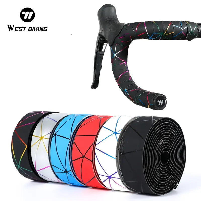 WEST BIKING Professional Colorful Bicycle Handlebar Tape Outdoor Cycling Accessories Bike Accessories High Quality Anti-slip Rubber With Bar End Plugs