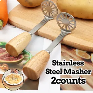 2 Counts Stainless Steel Potato Masher, versatile for mashing beans carrots and bananas, multi-purpose kitchen helper