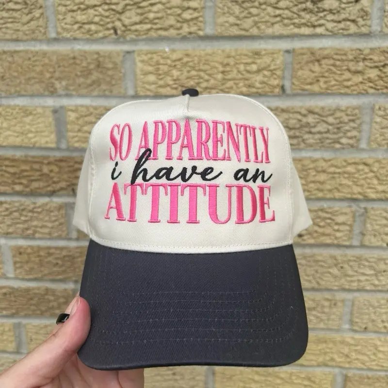 "Apparently I Have an Attitude" Embroidered Cotton Baseball Hat, Adjustable Snapback Cap for Daily Wear