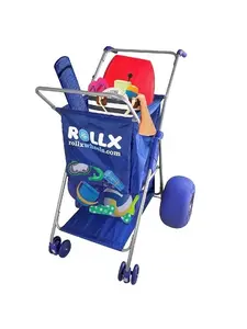RollX Big Balloon Wheel Beach Cart for Sand, Foldable Storage Wagon with Big 13 Inch Beach Tires