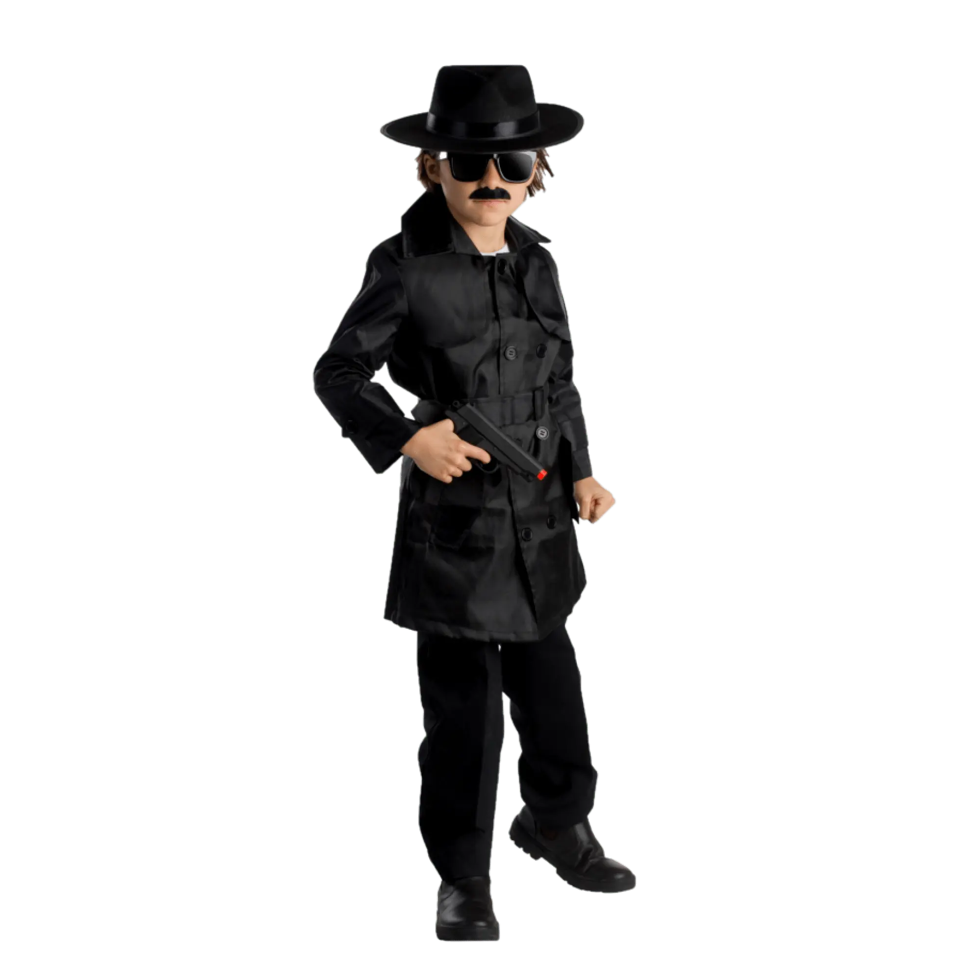 Spy Costume Dress For Kids | Detective Costume with Sunglasses & Mustache - Perfect for Halloween, Pretend Play Fun, Theme Party & Cosplay Costume Party