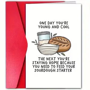 Humorous Birthday Card, Paper Material, Envelope Included, Suitable for Family Friends Colleagues, Unique Fermentation Starter Theme