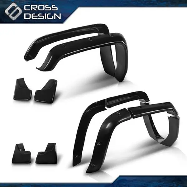 CROSSDESIGN High Quality 8-Piece Car Accessories Set - 80mm Fender Flares, 4-Piece Mud Flaps, Exact Fit for Hummer H3, Automotive Exterior Fender Flares & Mud Flaps, Direct Pricing