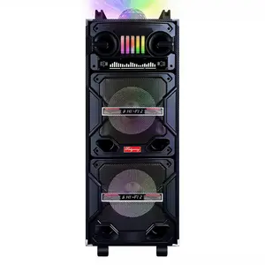 Dazone 4500W Dual 10" Woofer Bluetooth Party Speaker System, Outdoor Portable High Powered DJ/Karaoke Speaker with Trolley & Wheels USB SD MP3 FM Radio AUX RCA LED DJ Lights Remote Micropnone