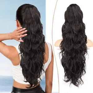 【New Arrival】Isaic Black Wavy Ponytail Extension – Synthetic Layered Fluffy Claw Clip Ponytail Hairpieces for Women