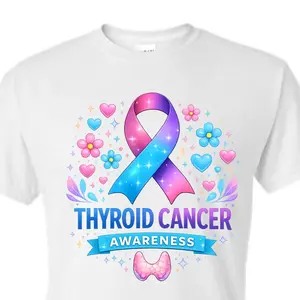 Unisex Thyroid Cancer Awareness Shirt, Hoodie & Sweatshirt | Blue Pink Purple Ribbon Support Tee | Survivor Support Gift | Cancer Awareness Apparel