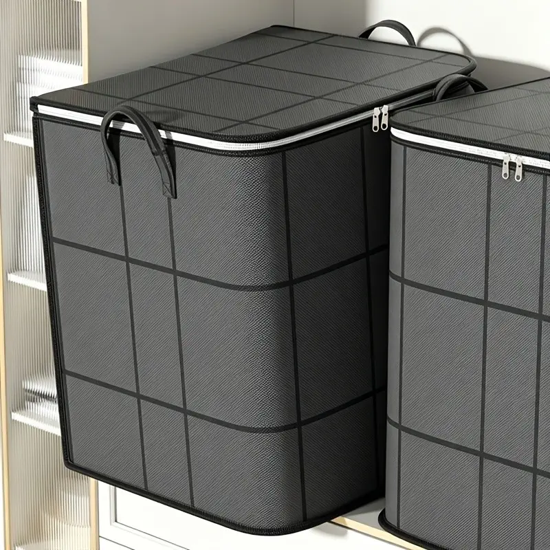 Foldable Wardrobe Storage Bag, Large Capacity Storage Box, Double Zipper Organizer with Handles, Ideal for Clothes, Quilts, Moving, Travel, Storage Pouches, Versatile Storage Bag